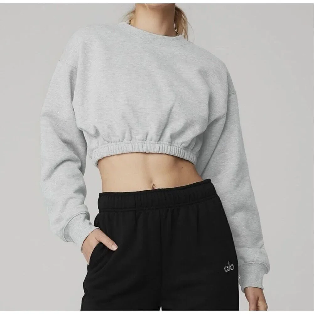 Alo XS Devotion Pullover Fleece Crop Top